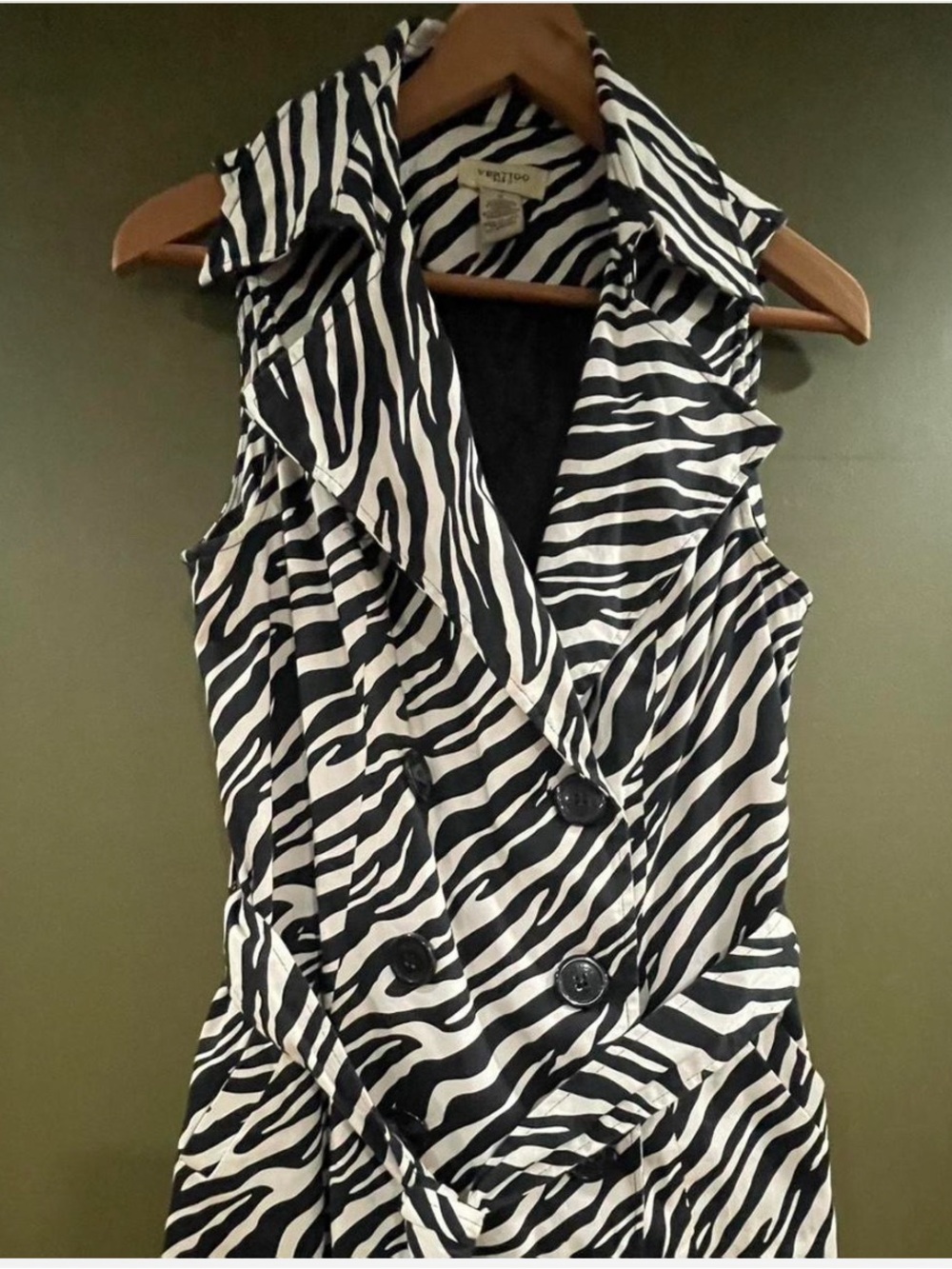 Zebra Print Sleeveless Trench Dress